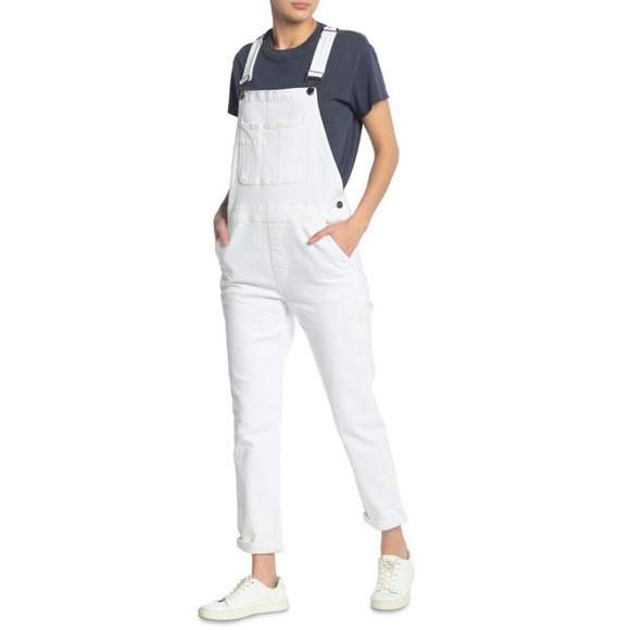 FRAME Denim Le Garcon Overalls in Blanc White Dungarees Size XS - Picture 3 of 4